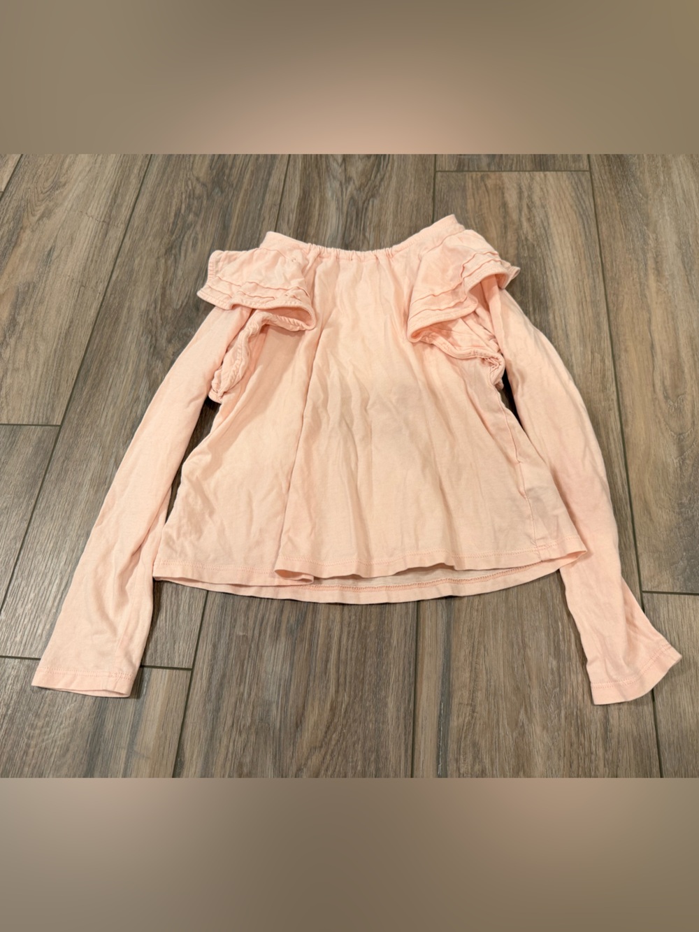 Crewcuts Light Pink Ruffle Shoulder Long Sleeve Top